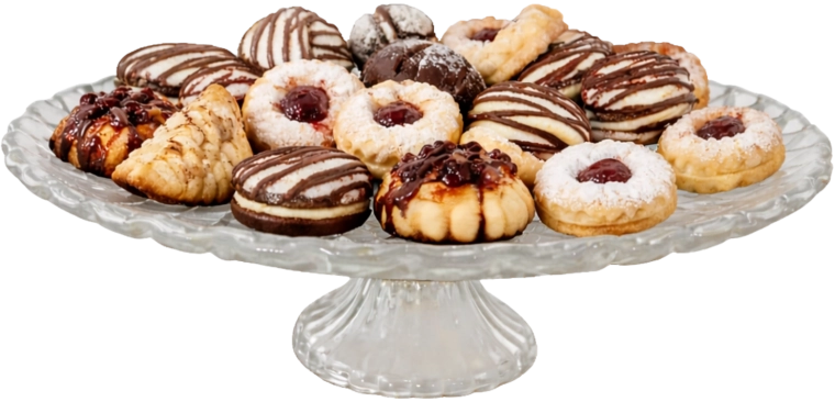 Platou rotund din sticlă cu picior pentru tort, 32 cm