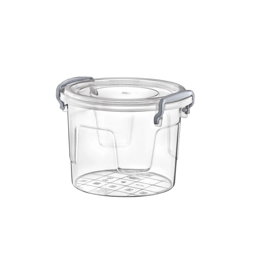 Cutie rotundă din plastic pentru alimente 1,1 l cu capac cu clips