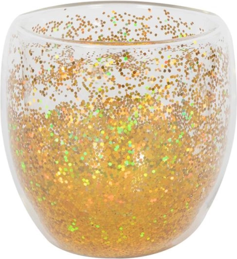 Pahar cu perete dublu 250 ml – confetti aurii
