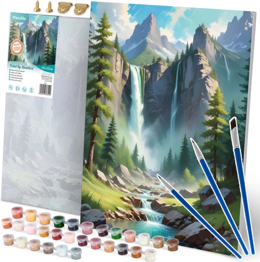 Pictură după numere 40 × 50 cm – peisaj montan MASSIDO