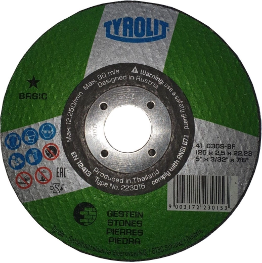 Disc de tăiere pentru piatră și fontă 125 × 2,5 × 22,2 mm