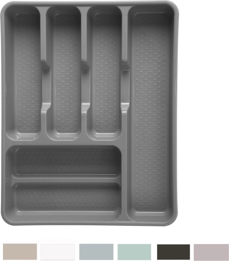 Tăviță pentru tacâmuri Dem – organizator din plastic pentru sertar 38 × 30 × 4,5 cm, mix de culori
