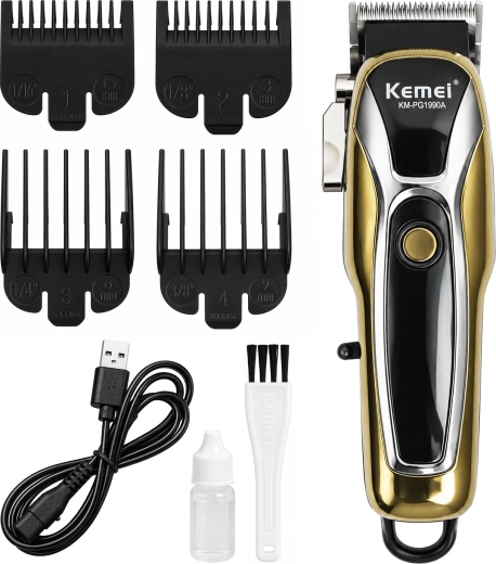 Kemei mașină de tuns părul și barba pe acumulator, cu LCD