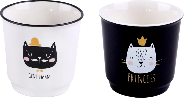 Set de căni din ceramică cu pisică 100 ml, 6 buc.