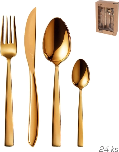 Set de tacâmuri din oțel inoxidabil Gold, 24 piese