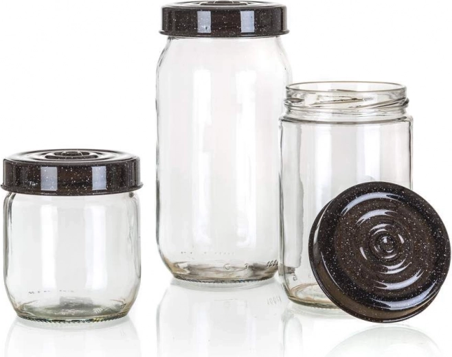 Borcan de sticlă LINZI 3 buc, granit