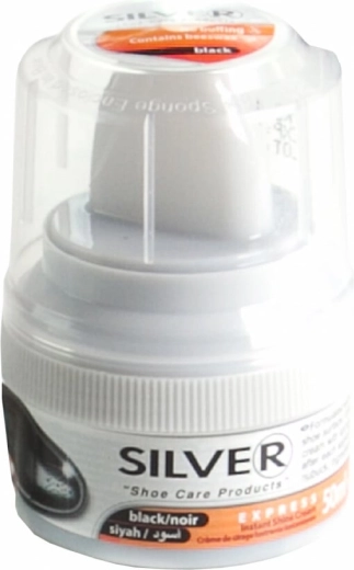 Cremă autopolișantă Silver pentru încălțăminte cu aplicator, negru, 50 ml
