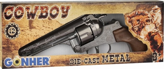 Revolver cowboy metalic cu 12 cartușe