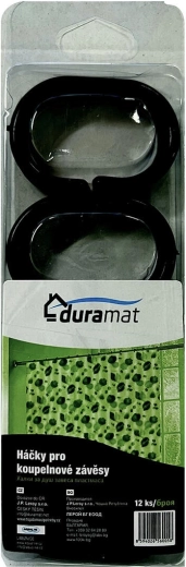 Cârlige pentru perdea de baie, negre, 12 buc