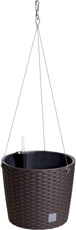 Ghiveci suspendat autoirigant aspect ratan 25,6 cm, umbră