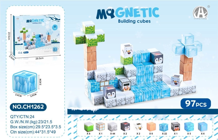 Set de cuburi magnetice 3D pentru copii 97 buc.