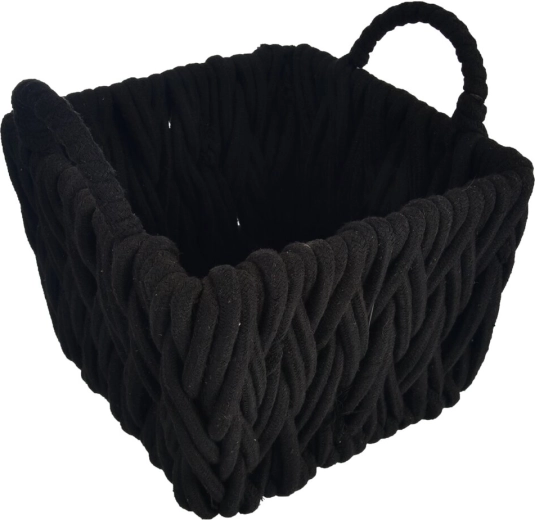Coș de depozitare din bumbac împletit negru 29 × 29 × 27 cm