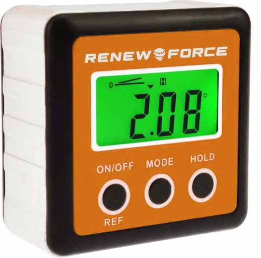 Raportor unghiular digital 3-în-1 Renew Force cu bază magnetică și LCD iluminat – 1 bucată