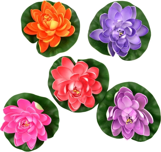 Decorațiune plutitoare Nufăr din plastic UH 18 cm (mix 5 culori)