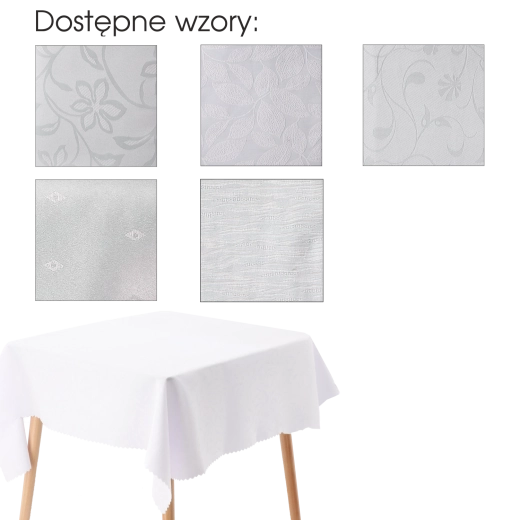 Față de masă albă dreptunghiulară 130 × 180 cm din poliester