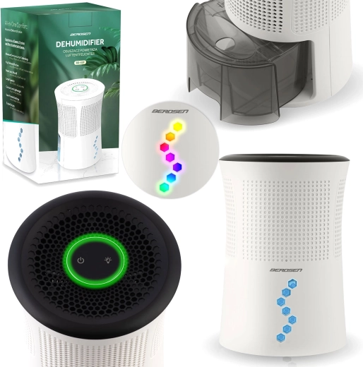 Dezumidificator aer BERDSEN cu iluminare LED, 700 ml, 34 dB