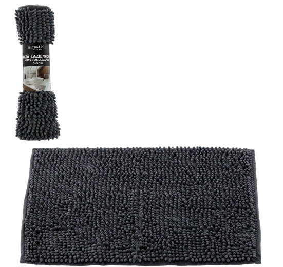 Covoraș de baie antiderapant din șenilă 40 × 60 cm, gri