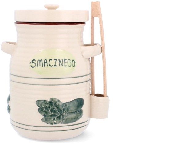 Vasă ceramică pentru fermentare 1,5 l cu capac și clești