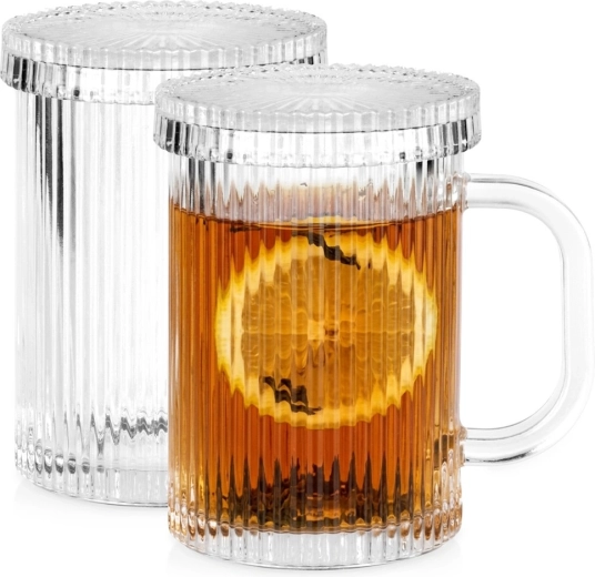 Căni din sticlă Vilde cu capac 330 ml, 2 buc.