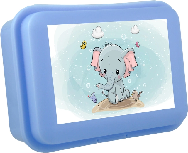 Cutie pentru gustare cu pui de elefant, cu închidere prin clic, plastic, mix de culori 16 × 11 × 5,5 cm