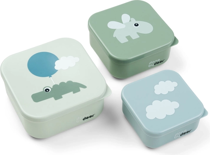 Done by Deer set de cutii pentru gustări Happy clouds verde 3 buc.