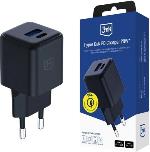 Încărcător de rețea 3mk Hyper GaN 20 W negru