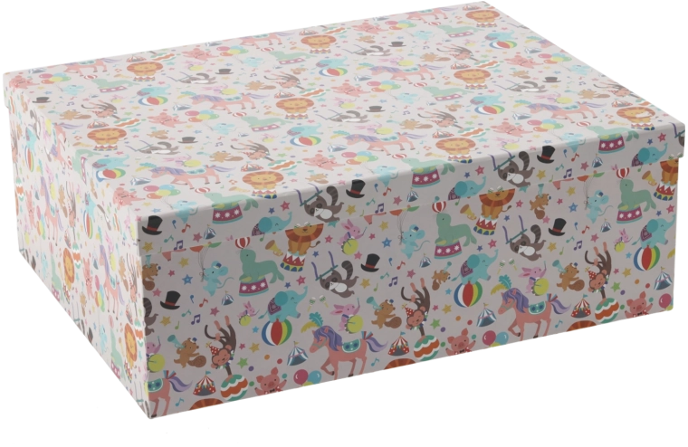 Cutie cadou colorată cu motiv de animale 19,2 × 15 × 7,5 cm - 1 bucată
