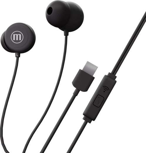 Căști intraauriculare cu fir Maxell Inbax USB-C, negre