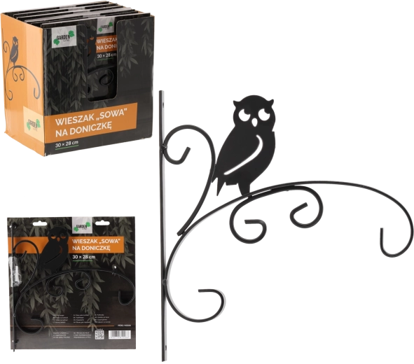 Suport de perete pentru ghiveci Bufniță 30 × 28 cm, metal negru