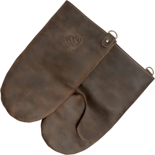 Mănuși BBQ din piele rezistente la căldură Beavercraft, maro