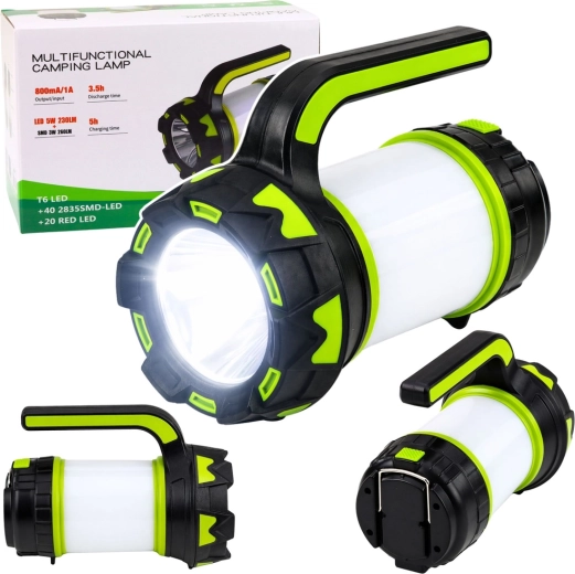 Lanternă și lampă LED de camping 2-în-1 cu acumulator