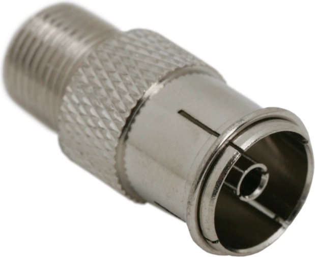 Adaptor metalic, mufă F la mufă coaxială TV