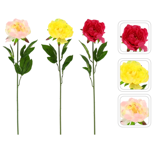 Creangă artificială bujor 65 cm – mix de culori
