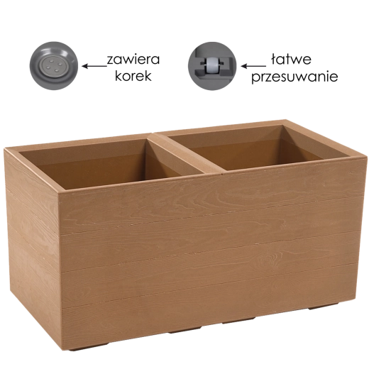 Ghiveci Karo Eco Wood 80 × 40 × 40 cm, lemn natural