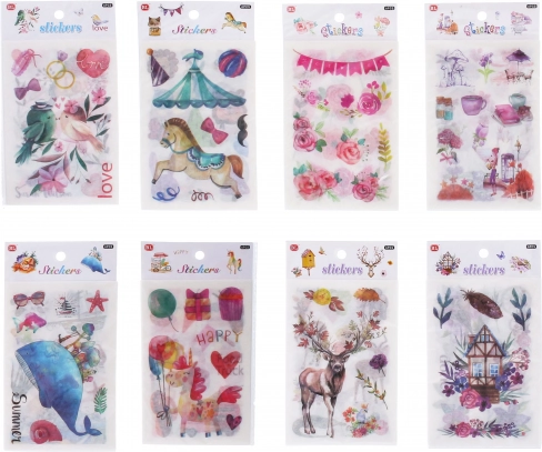 Autocolante din hârtie, mix de motive, 18,5 × 10 cm, 6 foi