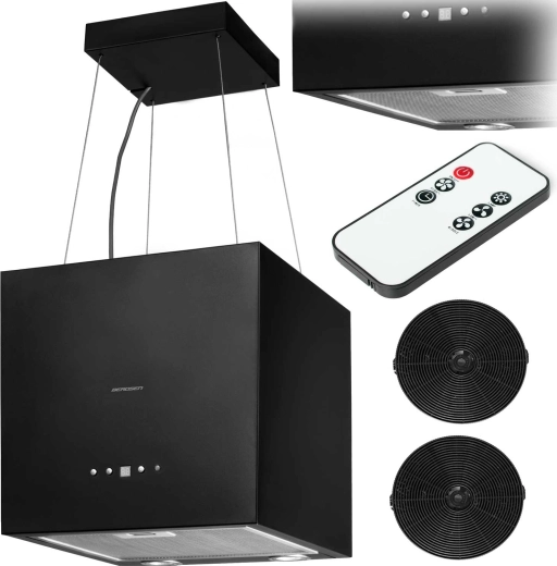 Hota insulară de 40 cm BERDSEN cu iluminare LED și 2 filtre de cărbune