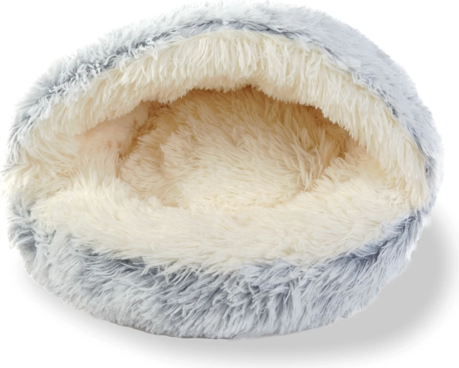 Pătuț rotund din pluș pentru pisici, 50 cm, gri