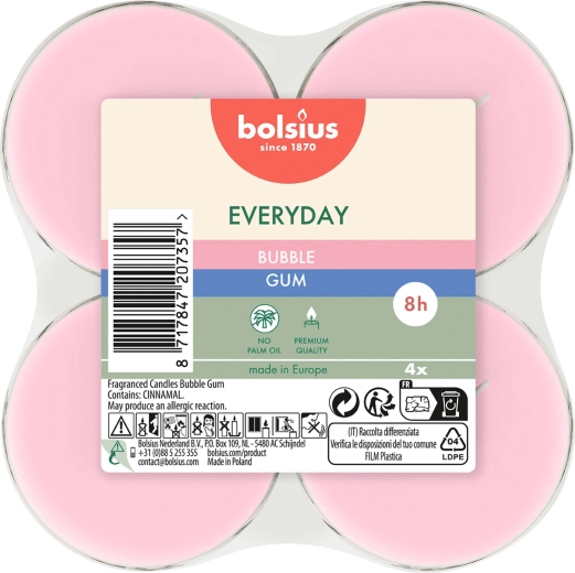 Lumânări maxi tip pastilă Bubble Gum, set de 4 buc.