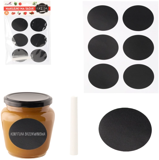 Set de etichete autoadezive tip tablă pentru borcane 6 × 4,8 cm – 18 buc.