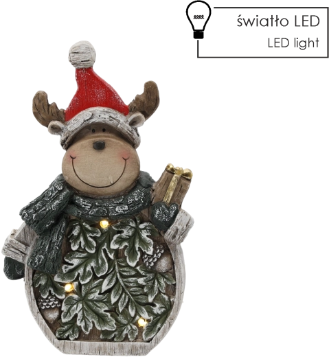 Figurină de Crăciun – ren cu frunze LED 24 × 9,5 × 38,5 cm