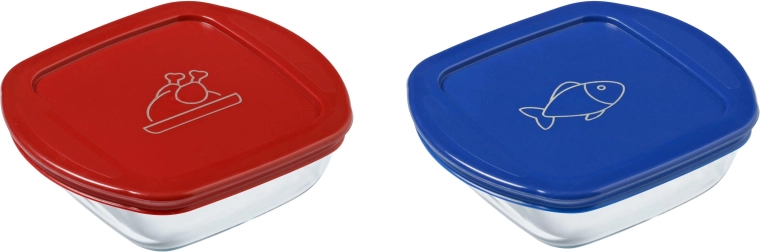 Set de 2 caserole pătrate din sticlă PYREX 0,3 l