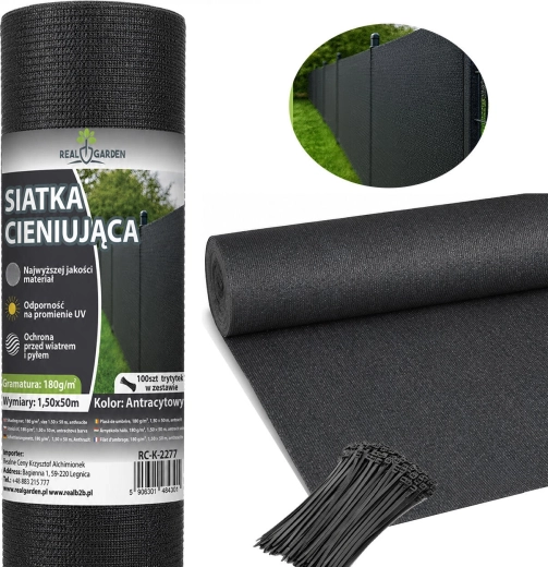 Plasă de umbrire și camuflaj 1,5 × 50 m 95% 180 g/m² + 100 coliere de strângere