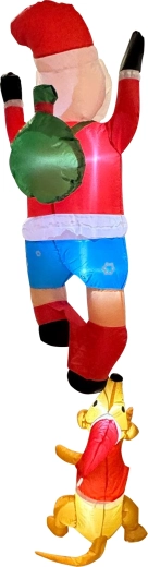 Moș Crăciun gonflabil cu ren, 1,8 m, cu iluminare LED