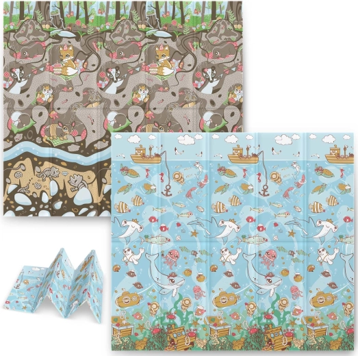 Saltea pliabilă din spumă pentru copii 200 × 180 × 1 cm ocean–pământ NUKIDO