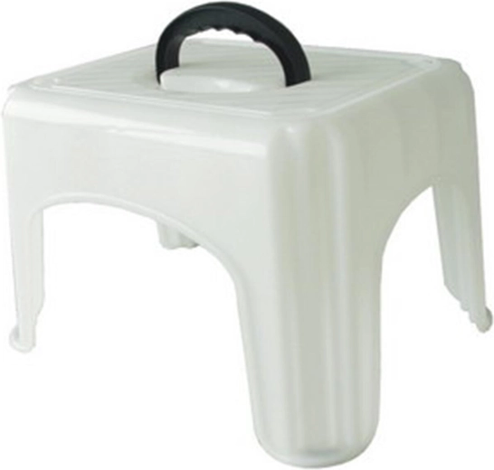 Taburetă/scăunel din plastic cu mâner, alb, capacitate de încărcare 150 kg