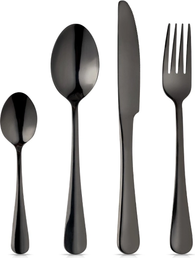 Set de tacâmuri din oțel inoxidabil Vilde, negru, 16 piese pentru 4 persoane
