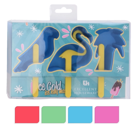 Forme din plastic pentru înghețată cu motive de animale, 3 buc.