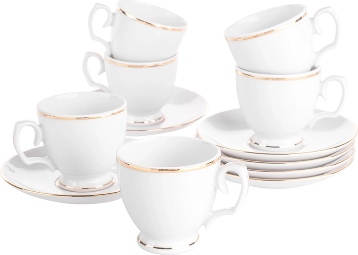 Mariapaula Klasyka Linia Aurie – set cești de espresso cu farfurioare 100 ml (12 buc.)