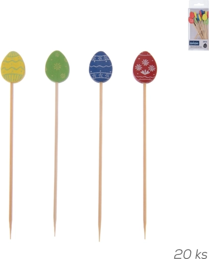 Scobitori decorative din bambus cu ouă de Paște, 20 buc, mix