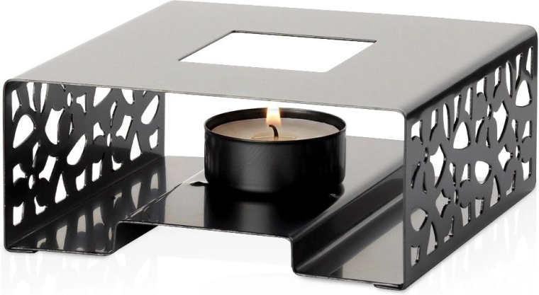Suport de încălzire pentru ceainic din oțel inoxidabil, negru, 12 × 12 cm